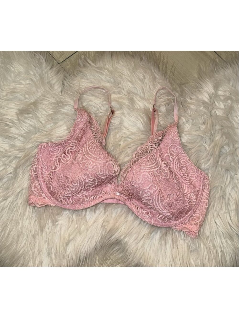 Vtg Victorias Secret Very Sexy Pink Label Push Up Without Padding Bra Lace 36D
